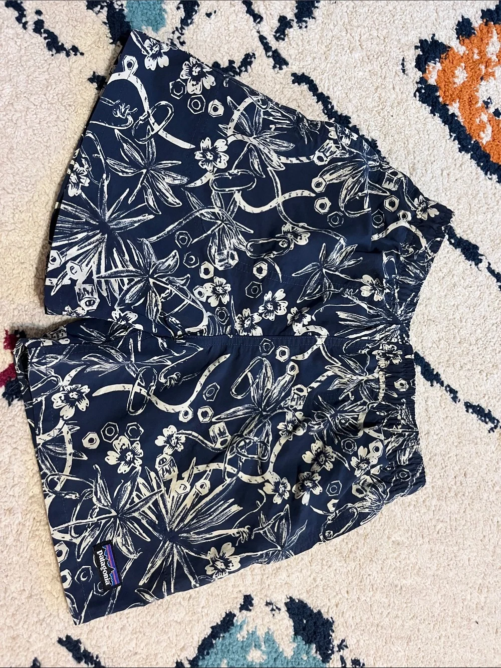 Patagonia Navy and White Floral Elastic-Waist boy’s  Shorts